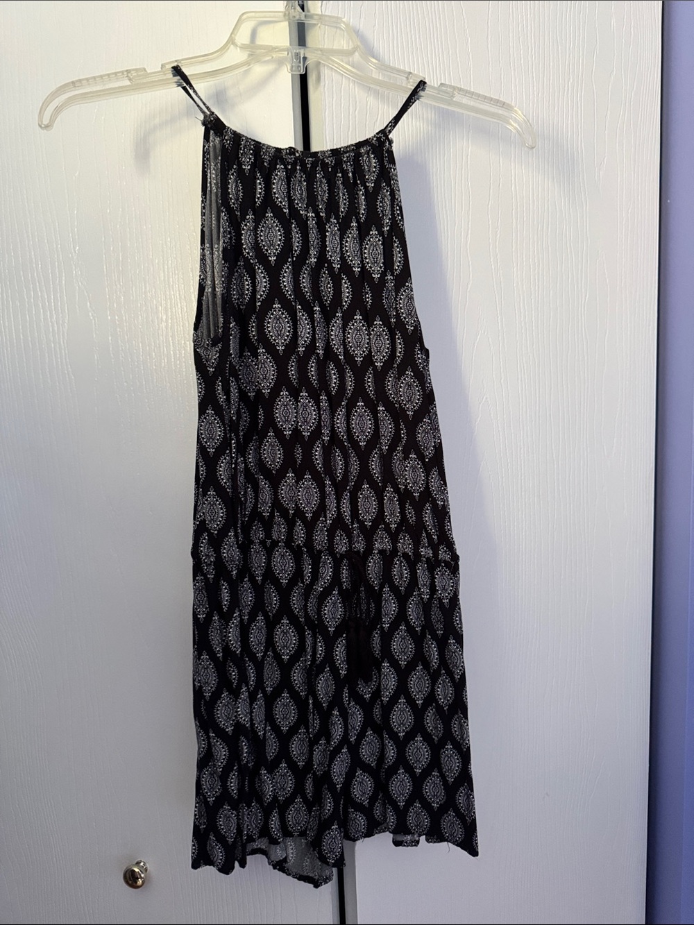Black Printed Halter Romper